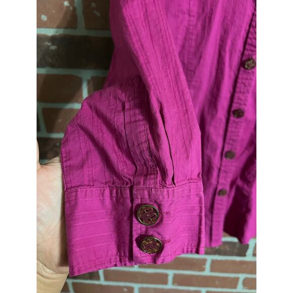Chico’s | Fuchsia Long Sleeve Button Down Shirt - Picture 3 of 7